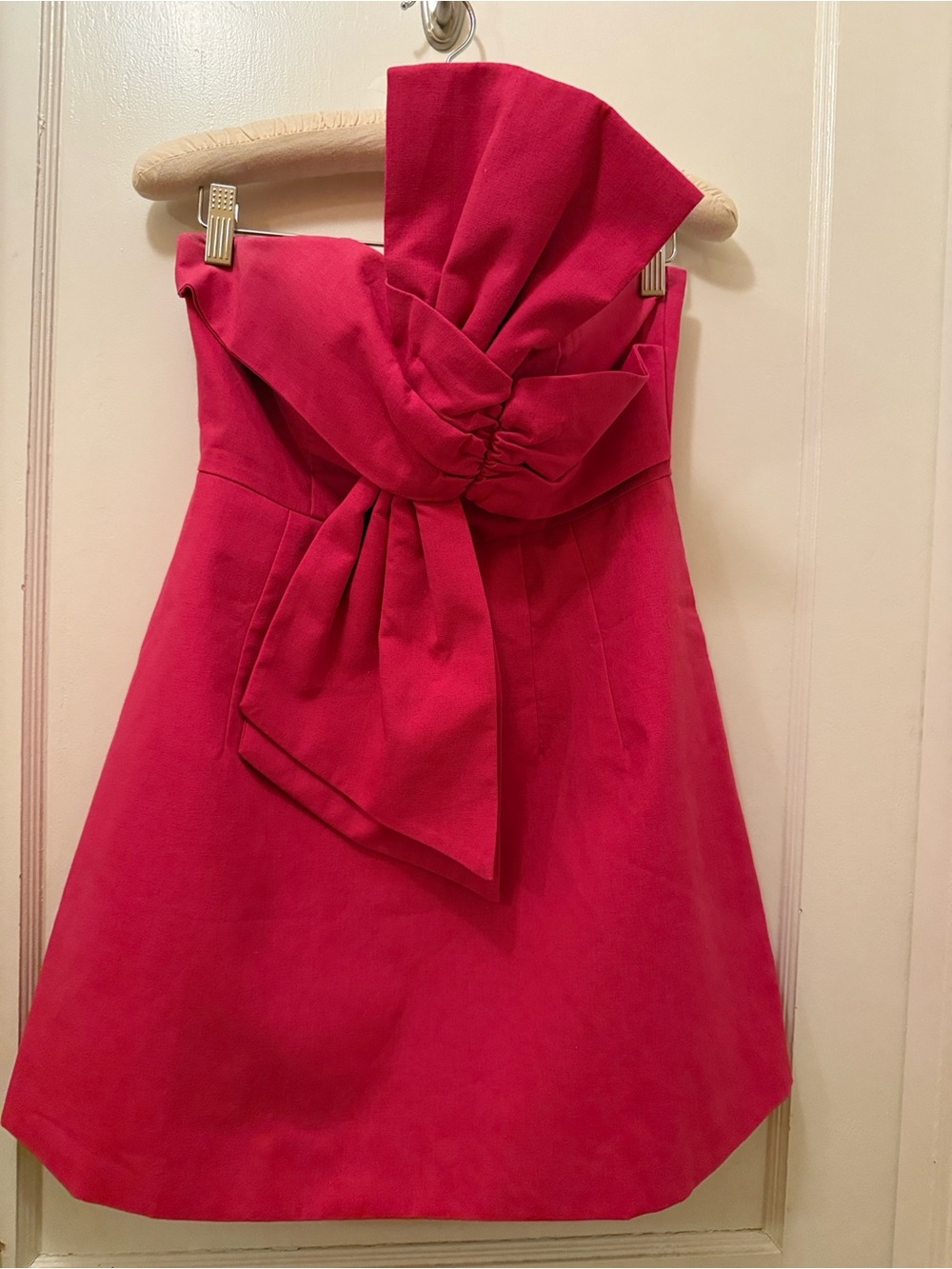 Showpo Strapless Hot Pink Bow Dress Cotton Linen